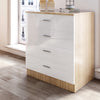 Modern High Gloss Chest of 4 Drawers White&Oak Storage Cabinet Bedroom Furniture