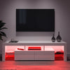 TV Stand White Modern Entertainment Units Living Room 2 Drawers with LED Lights