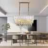 Luxury Rectangular Crystal Chandelier,Silver E14 Dining Room Ceiling Light 80CM
