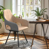 Set of 2 Two-tone Microfiber Leather Upholstered Dining Chairs Swivel Armchairs
