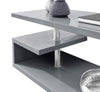 Wooden Coffee Table With Storage High Gloss Sofa End Table LED Light Living Room