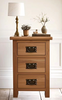 Oakcroft Narrow 3 Drawer Bedside Table – Nightstand with Storage Drawers – 38cm