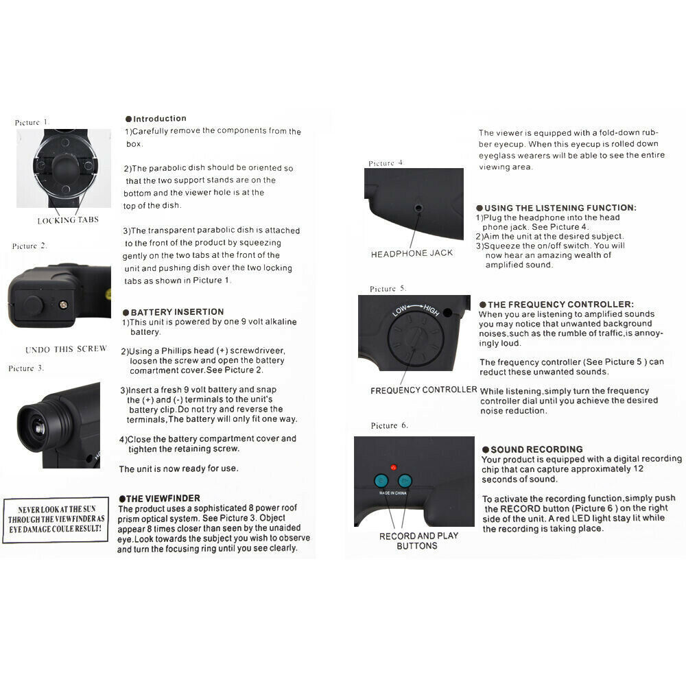 Outdoor Bionic Ear Sound Amplifier Listen Voice Device Birds Recording ...