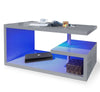 Wooden Coffee Table With Storage High Gloss Sofa End Table LED Light Living Room