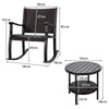 3 Pieces Garden Wicker Furniture Outdoor Rocking Chairs w/Tempered Glass Table