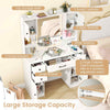 Makeup Vanity Desk Dressing Table w/Charging Station& Mirror-White