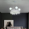White Feather Chandelier Crystal Pendant Lamp Ceiling Light Living Room Bedroom