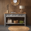 Corona Console Table Grey 3 Drawer Wax Solid Pine Hall by