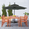 3M 10FT LED Patio Vented Umbrella Cantilever Parasol Solar Lights Crank Handle