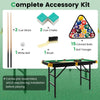 122 cm Folding Billiards Table Portable Game Pool Table w/Accessory Set-Green