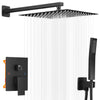 Black Thermostatic Shower Mixer Square Bathroom Concealed Twin Head Valve Set