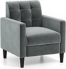 Armchair Velvet Upholstered Accent Chair Tufted Lounge Sofa Comfy Seat Grey