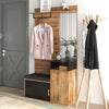 Wardrobe Set with 4 coat Hooks, Mirror, Shoe Cabinet, Wall-mounted Coat Rack
