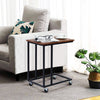 Sofa Side Table C-Shaped Industrial Coffee Snack Table Laptop Stand w/ Wheels