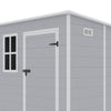 Grey Large Plastic Garden Shed Outdoor Storage Shed w/ Door and Window 181x183cm