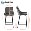 Pair Velvet Bar Stools V Type Seat Metal Leg Footrest Bar stool