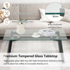 Tempered Glass Coffee Table Rectangular Cocktail Snack Tea Table with Metal Leg