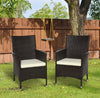 2 Pieces Outdoor Rattan Armchair Garden Dining Chair Set Coffee