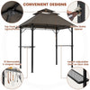 Grill Gazebo, Outdoor BBQ Gazebo with Height-adjustable Shelves, 2.4x1.5m, Brown