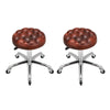 2x Retro Brown Bar Stools Leather Breakfast Kitchen Spa Chair Swivel Office Seat