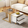 Square Coffee Tables, Set of 2 End Table, Nesting Tables with 2 Storage Drawers
