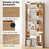6-Tier Bookshelf Tall Freestanding Bookcase with Anti-Toppling Devices Natural
