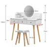 Modern Dressing Table with LED Lights Mirror White Vanity Make up Desk