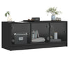 TV Cabinet with Glass Doors Stand Entertainment Centre Unit Black