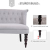 Velvet-Feel French Two-Seat Lounger Couch with Wood Frame, Grey