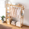 Heavy Duty Wooden Clothes Rail Rack Garment Hanging Stand Corner Open Wardrobe