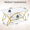 Modern Faux Marble Coffee Table 2-Tier Rectangular Accent Table Chic Cocktail