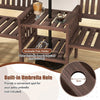 COSTWAY Outdoor Fir Wood Loveseat with 2-Tier Side Table and 5 cm Umbrella Hole