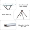 Round Clear Tempered Glass Dining Table Silver Chromed Legs Dining Room Kitchen