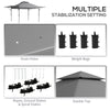 3 x 3(m) Pop Up Gazebo, Instant Shelter with Extend Dual Awning, Grey