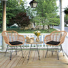 3Pcs Outdoor Garden PE Rattan Conversation Furniture Bistro Table Chairs Set
