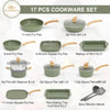 17Pcs Kitchen Cookware Pot Sets Granite Coated Nonstick Cooking Pan Set and Pot