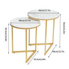 Round Nesting Coffee Table Set of 2 Marble Stacking End Side Table Golden Frame