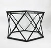 Hexagon Glass Table with Black Metal Frame Centre Coffee Tables for Living Room
