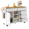 KITCHEN ISLAND ROLLING TROLLEY W/ 5 DRAWERS & SPICE RACK STORAGE CABINET WHITE