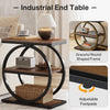 End Table Set of 2, Wooden Narrow Small Side Sofa Table with 3 Storage Shelves