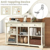3-Tier Console Table Wooden Sofa Side Table W/ Storage Shelves-White