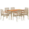 7 Piece Garden Dining Set with Cushions Beige Poly Rattan V6K1