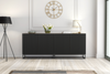 200cm Modern Sideboard | Oak Body Black Fluted Doors | Metal Frame Storage