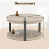 Coffee Table Round 2 Tier Storage Shelf Solid Rubber Wood Living Room Oak Black