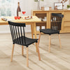 4 Pack Windsor Dining Chairs Black Spindle Back Curved Seat Solid Wood Legs