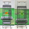 Medium Large Bird Cage Iron Birdcage Playtop Perch Stand Bottom Tray + 4 Roller