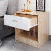 2 x Bedside Table Cabinet Storage High Gloss Drawer Bedroom Furniture White&Oak