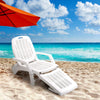Plastic Garden Sun Lounger Outdoor Folding Day Bed Chair Beach Pool Recliner