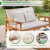 Patio Solid Acacia Wood Loveseat & Storage Ottoman-White