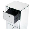 Mirrored Glass Bedside Table Cabinet 3 Drawer Crystal Handles Bedroom Nightstand